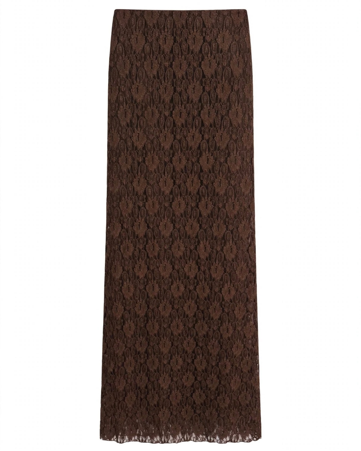 Completo in pizzo moro maglia scollatura tonda e gonna lunga con gonnellino foderato