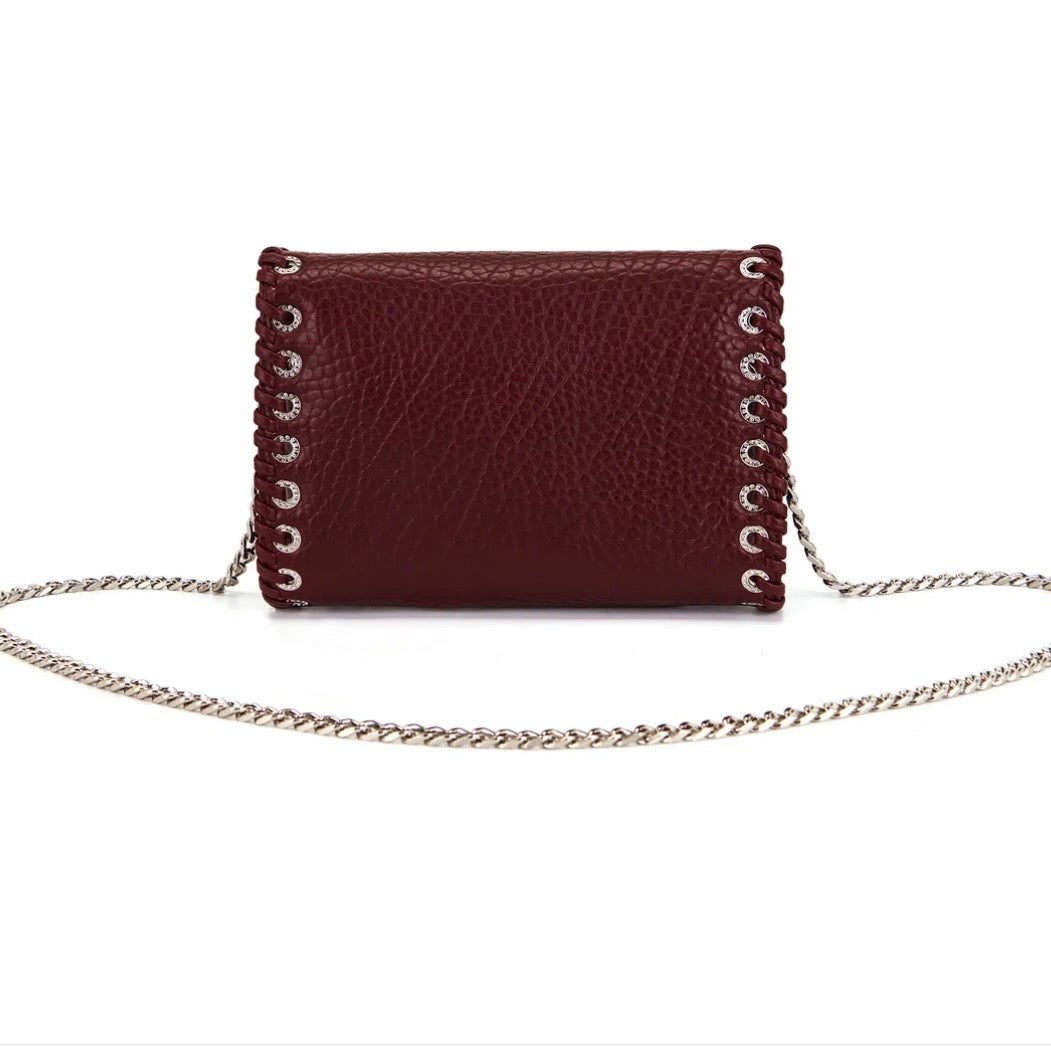 Pochette burgundy con intreccio