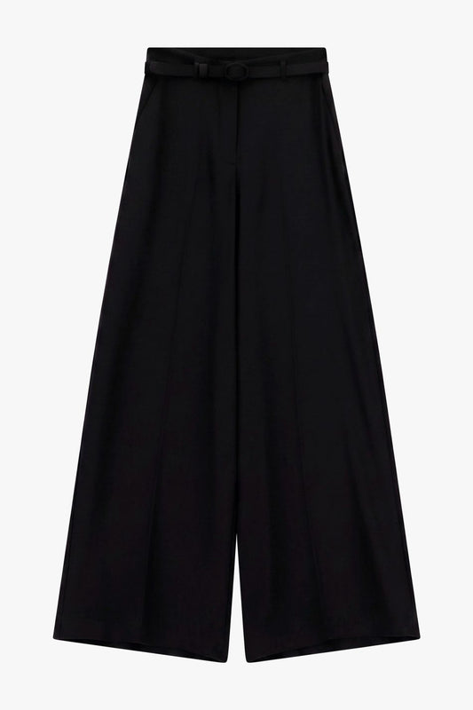 Pantalone nero palazzo con cintura in vita