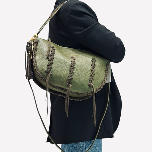 Borsa color oliva a spalla Country