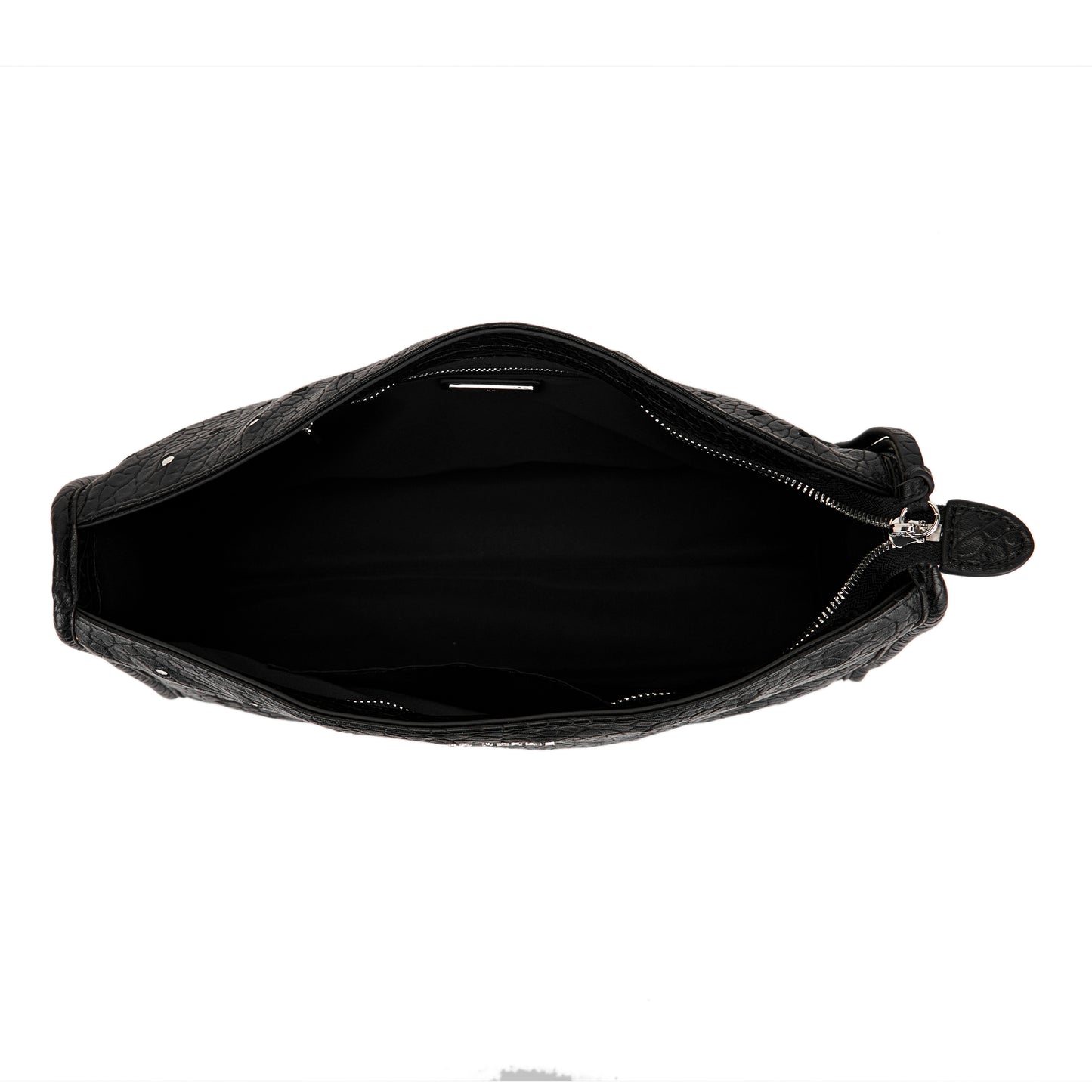 Borsa a spalla black con borchie a contrasto argento