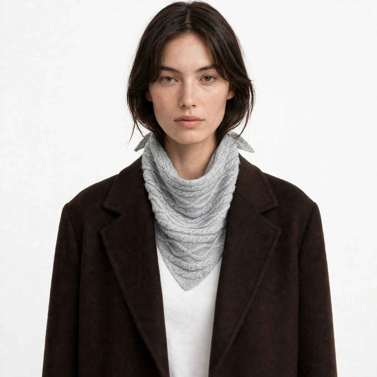 Grey mélange triangle scarf