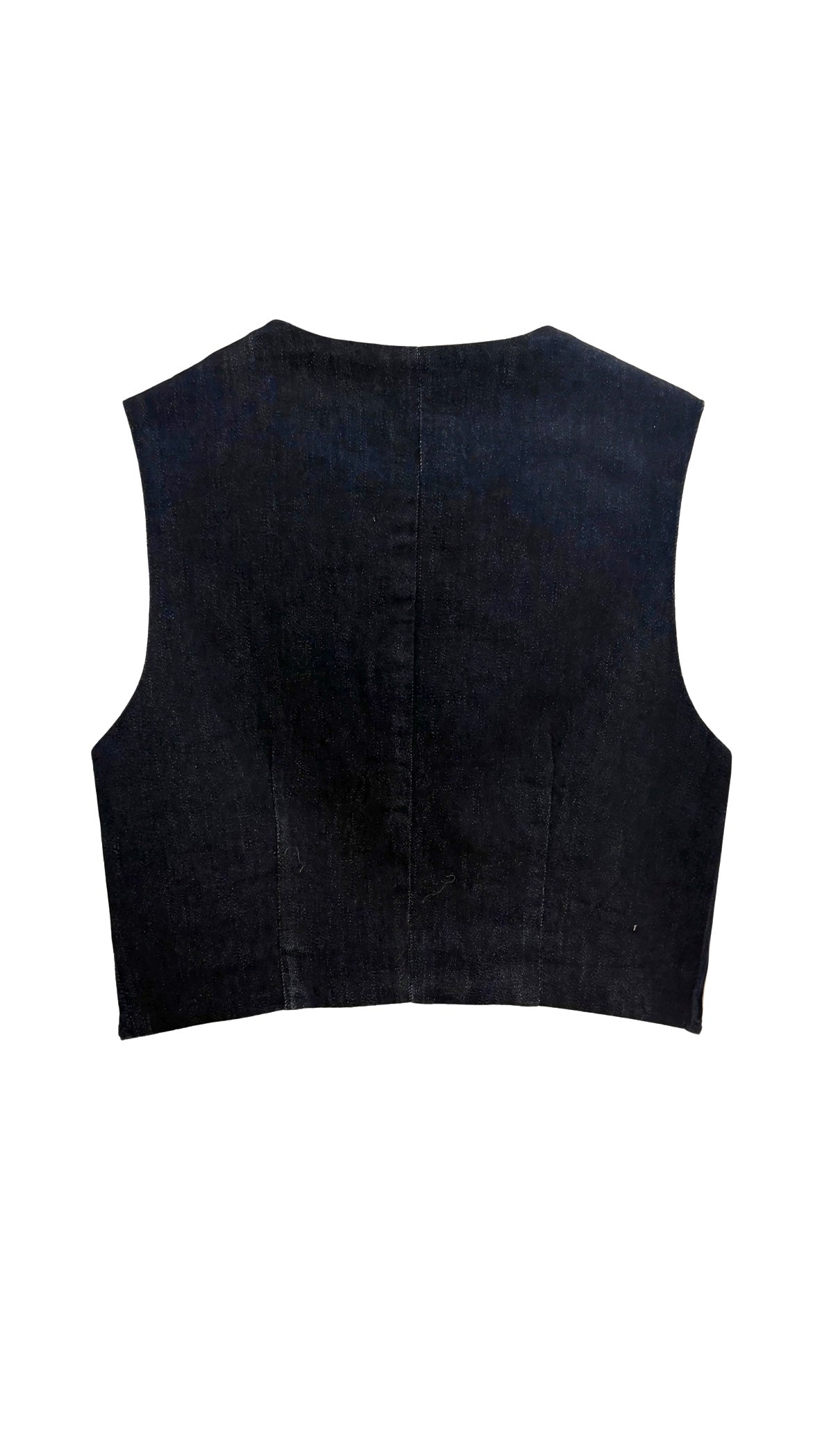 Completo gilet smanicato e jeans palazzo con dettagli ricami