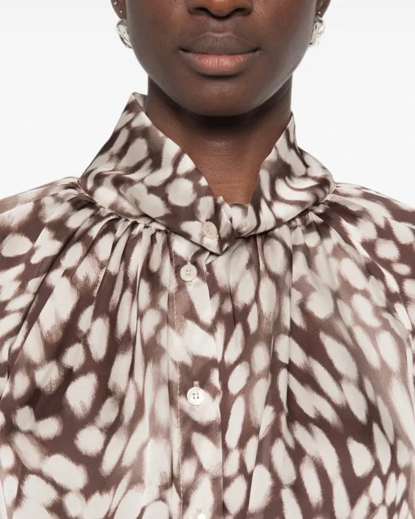 Camicia manica lunga con sfumature moro/panna