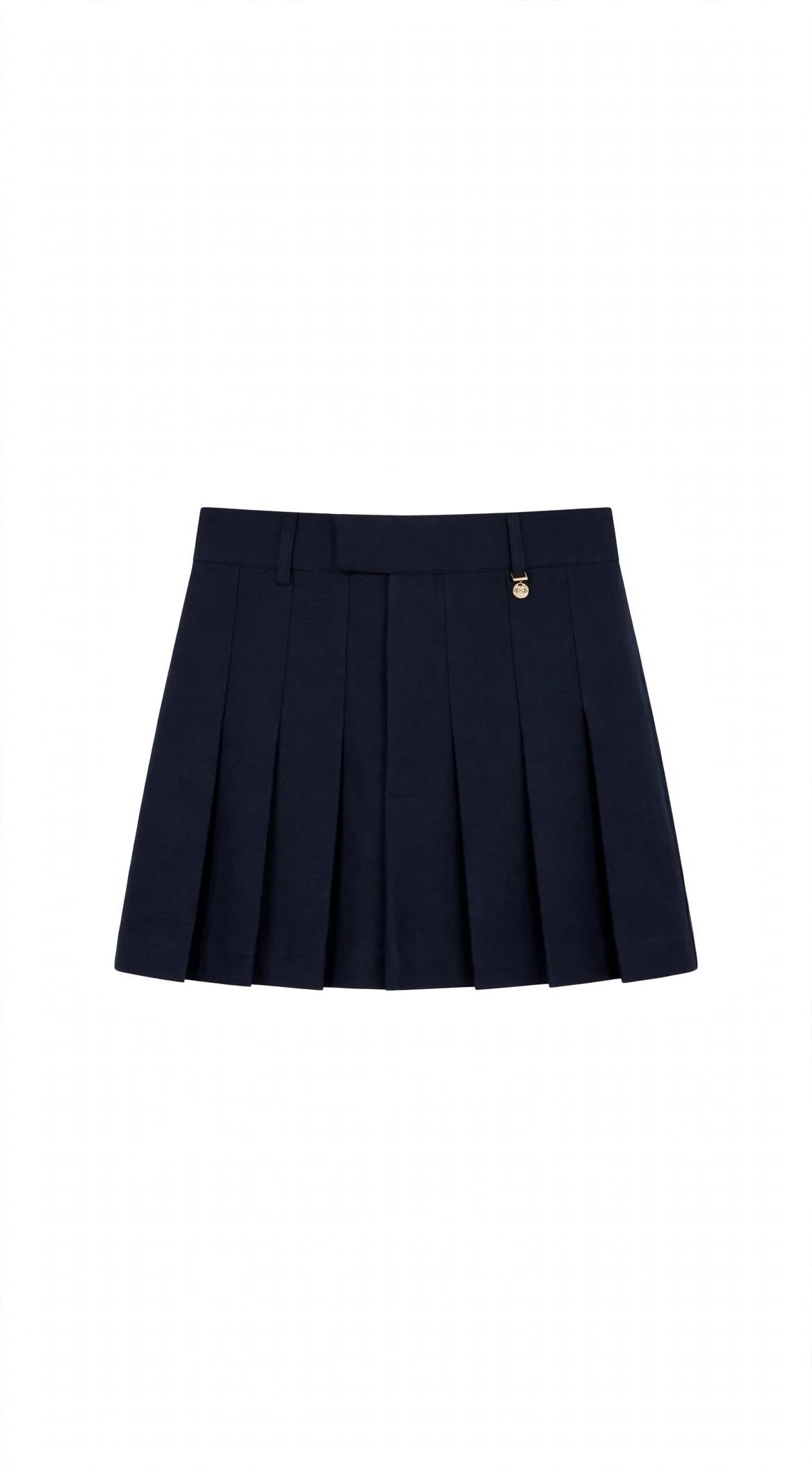 Completo navy blue giacca e gonna corta pieghe