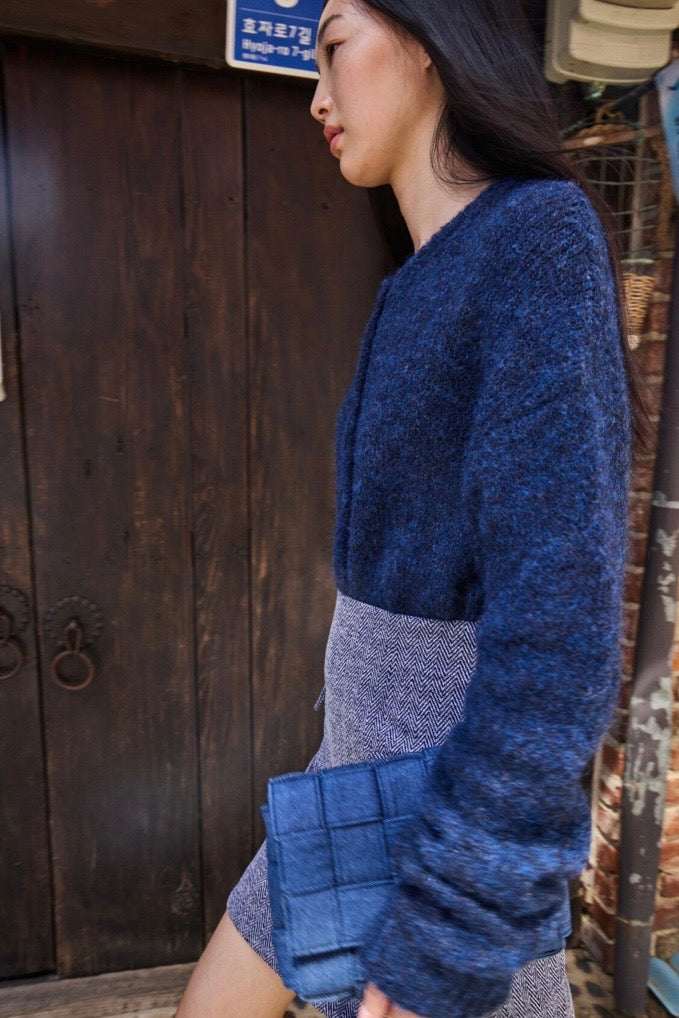 Cardigan blu in lana Ihbelablue