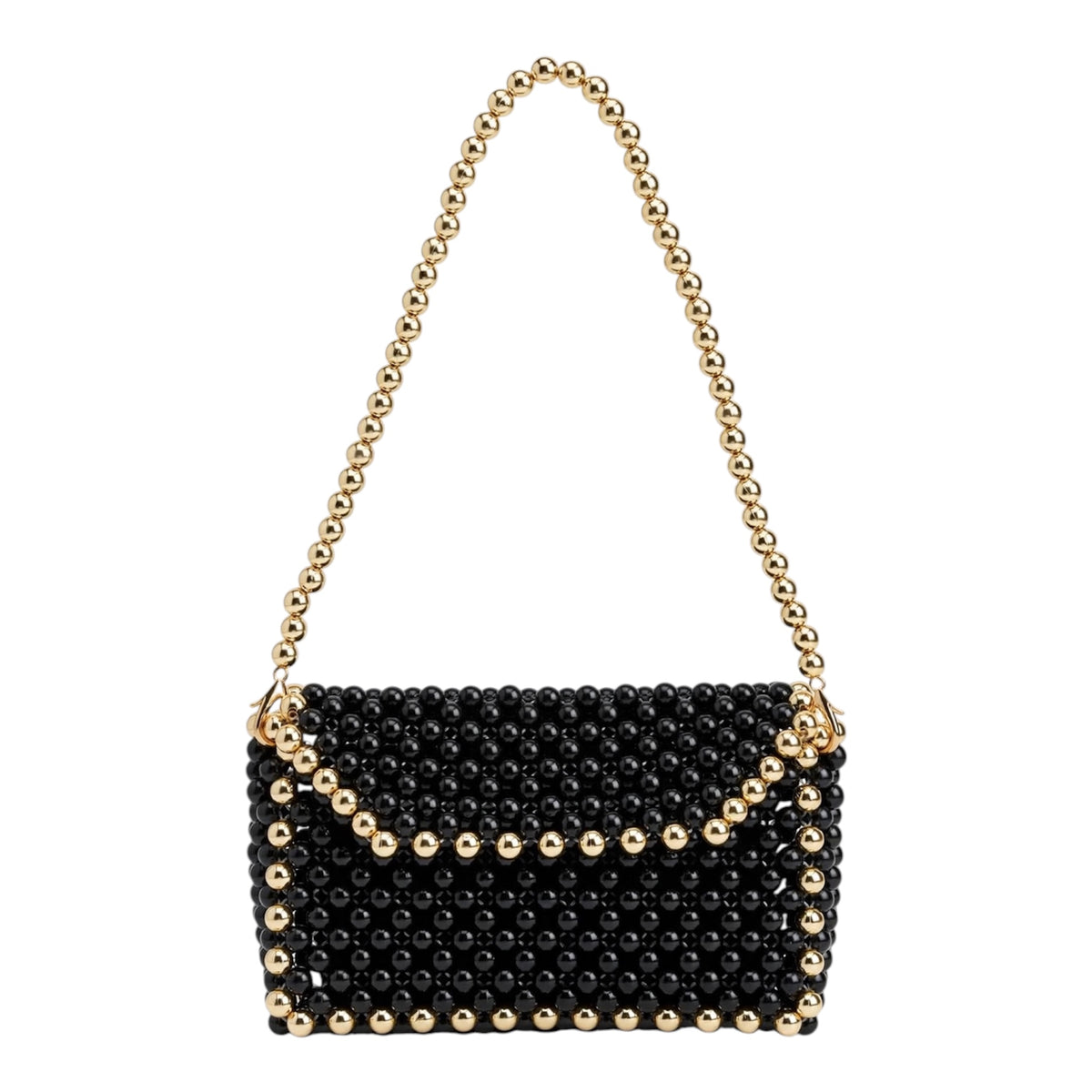 Pochette nero/oro rettangolare con tracolla rimovibile