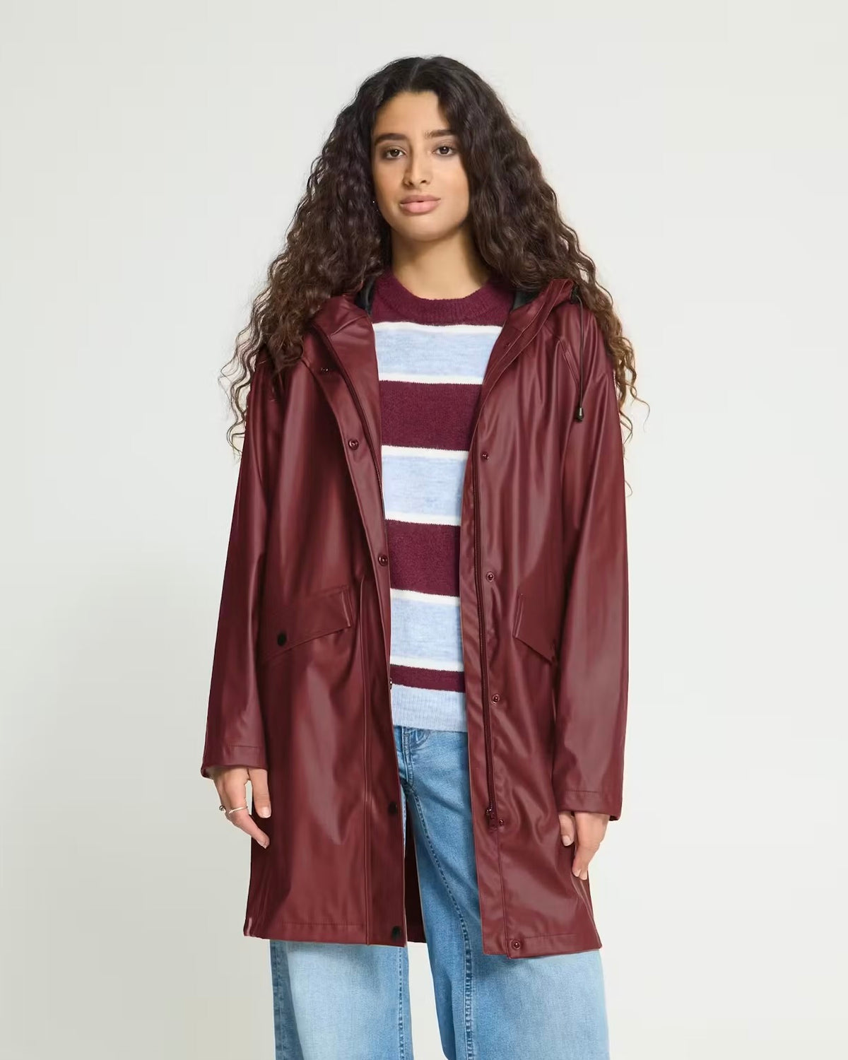 Burgundy rain jacket