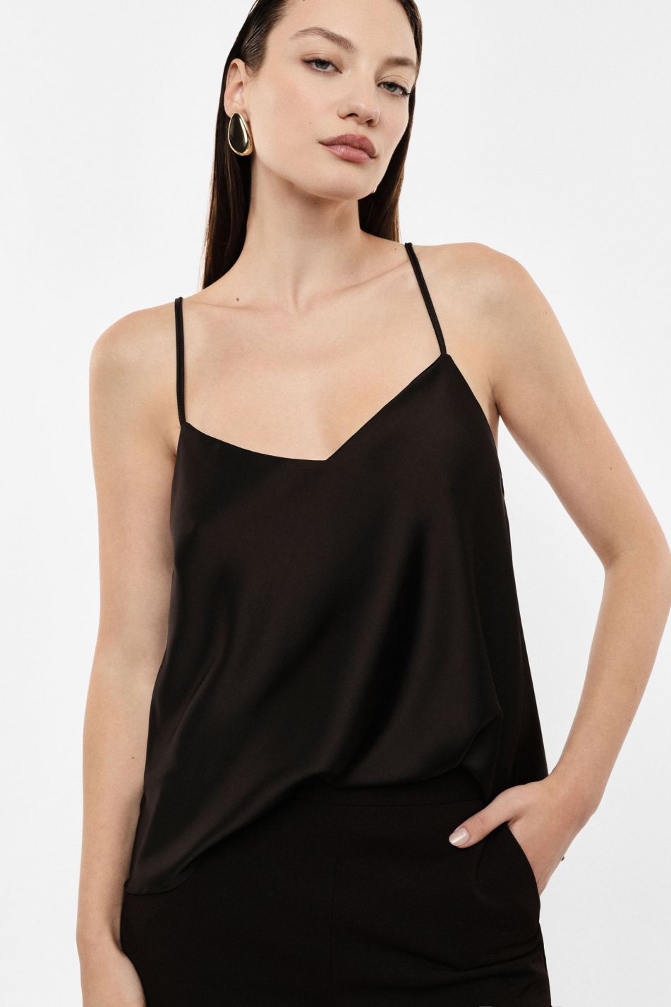 Canotta in satin nero