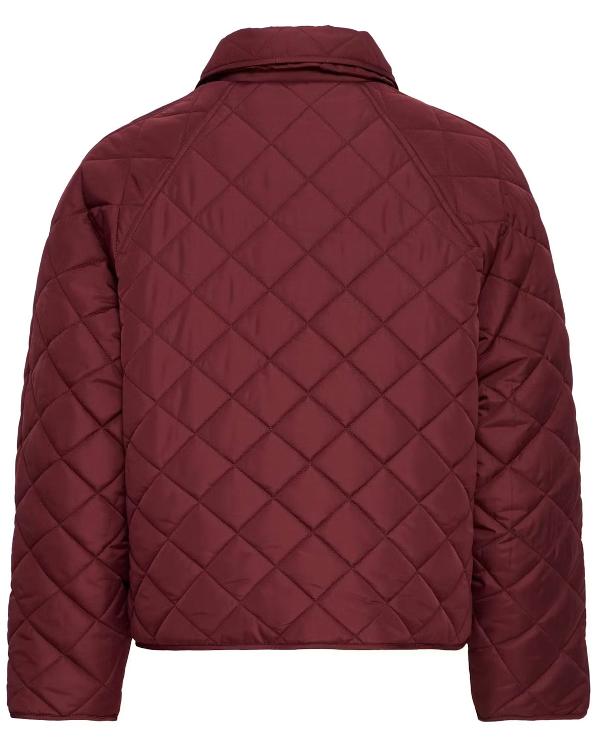 Piumino corto bordeaux con taschini