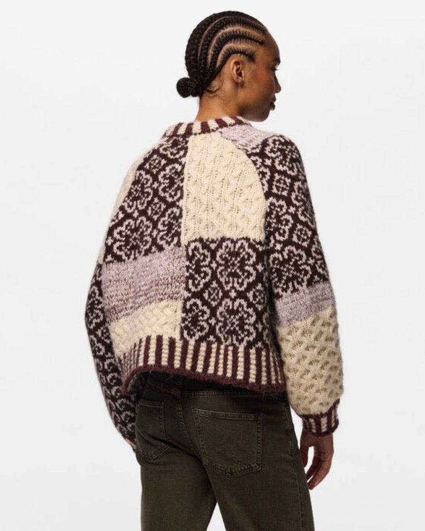 Maglione fantasia panna/moro