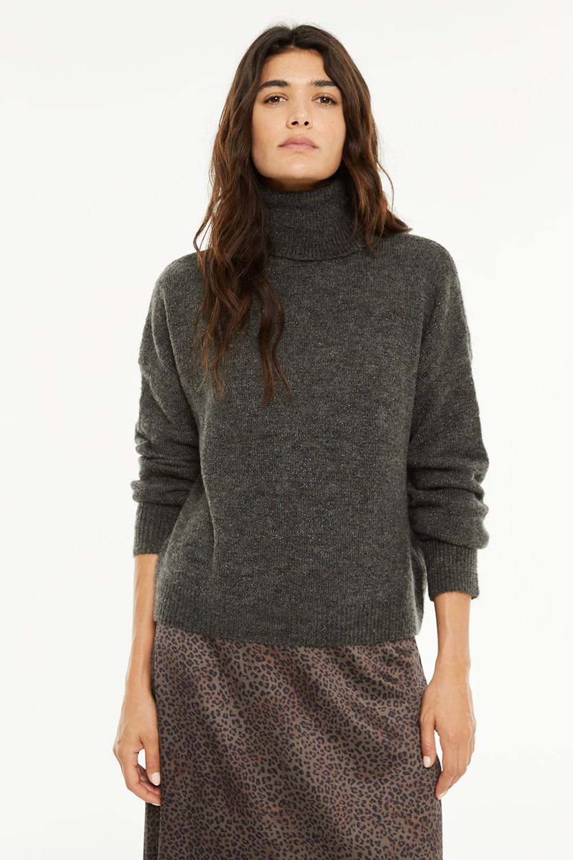 Maglione grigio scuro con lurex