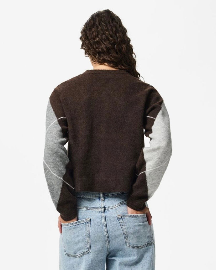 Cardigan rombi brown/grey