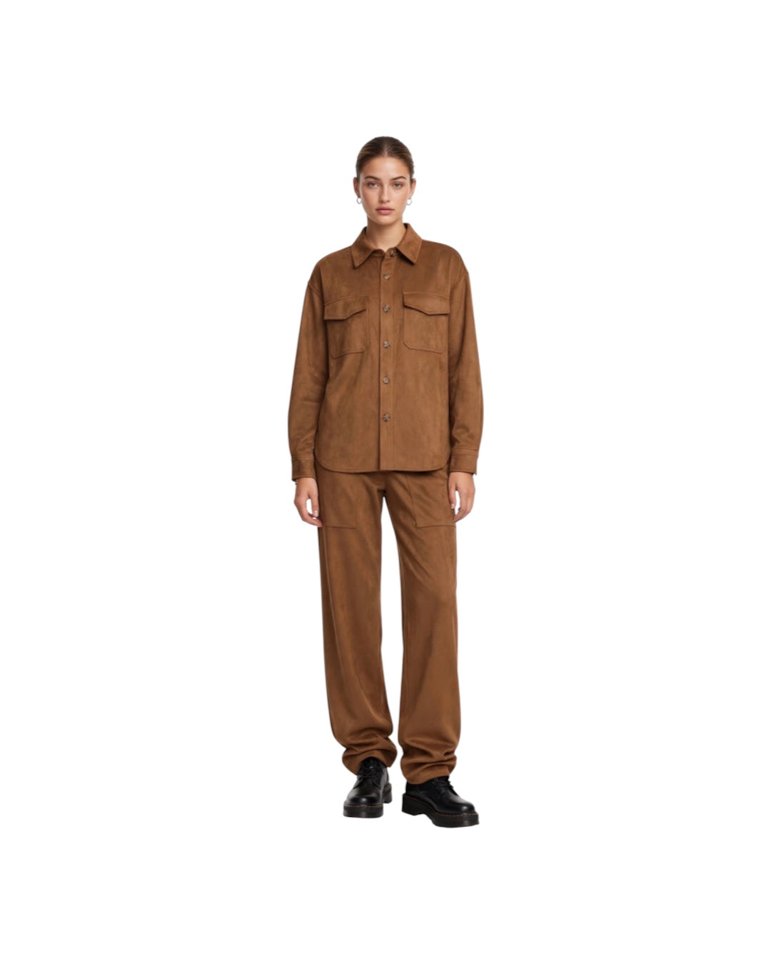 Pantalone camel con tasconi laterali effetto dainetto