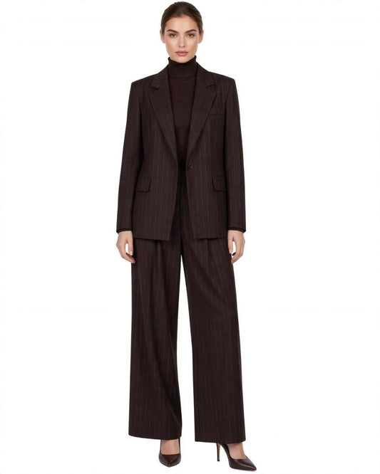 Tailleur gessato choco pantalone e giacca