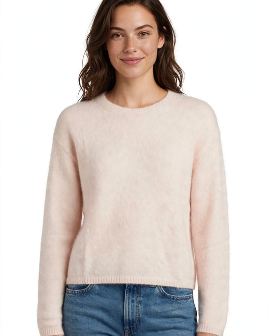 Cream regular fit crew neck sweater