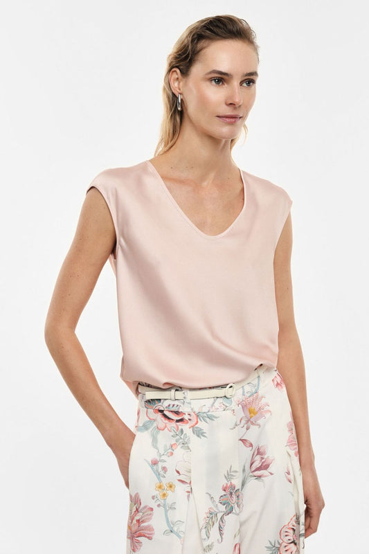 Maglia cipria satin manica corta