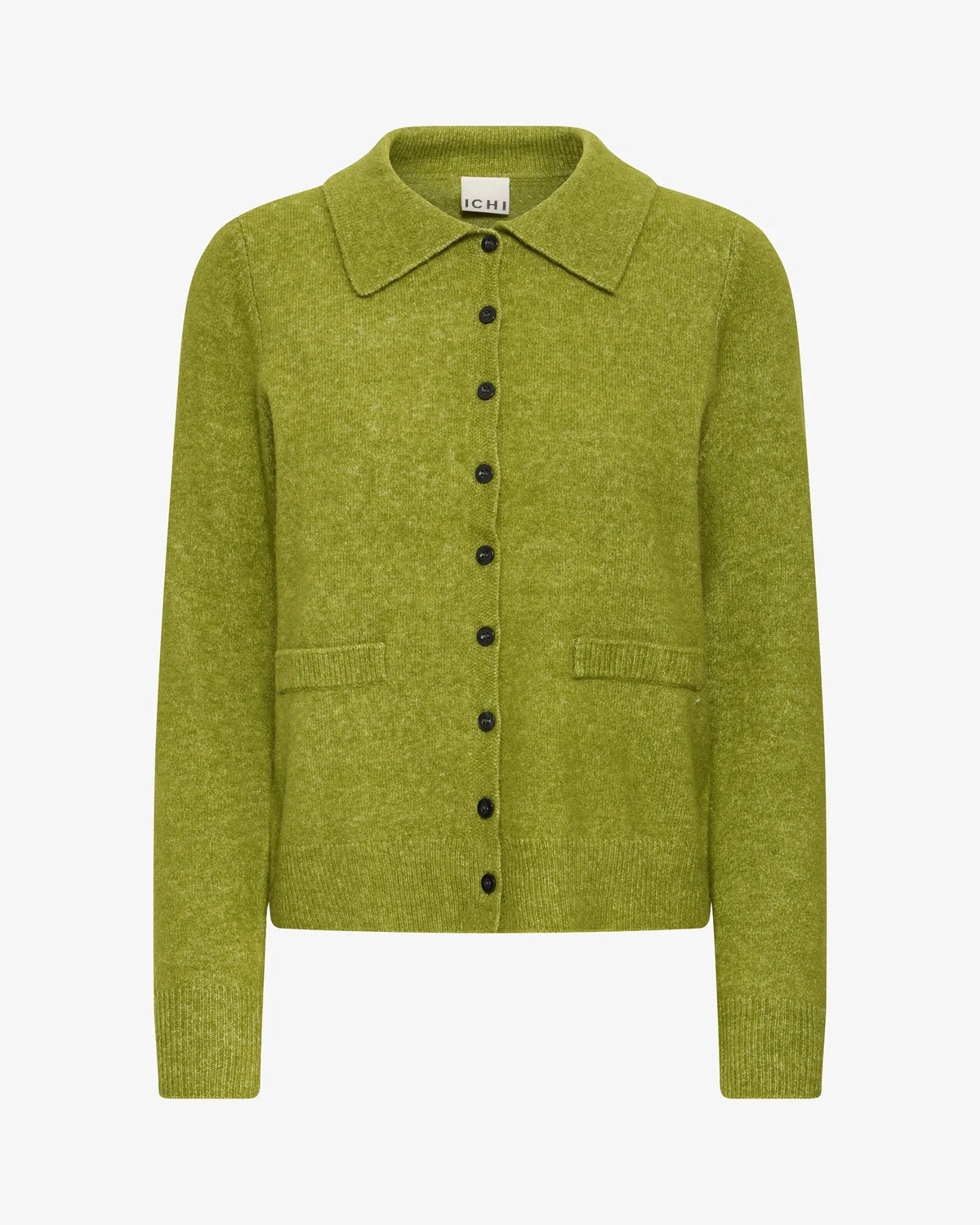 Cardigan verde con colletto