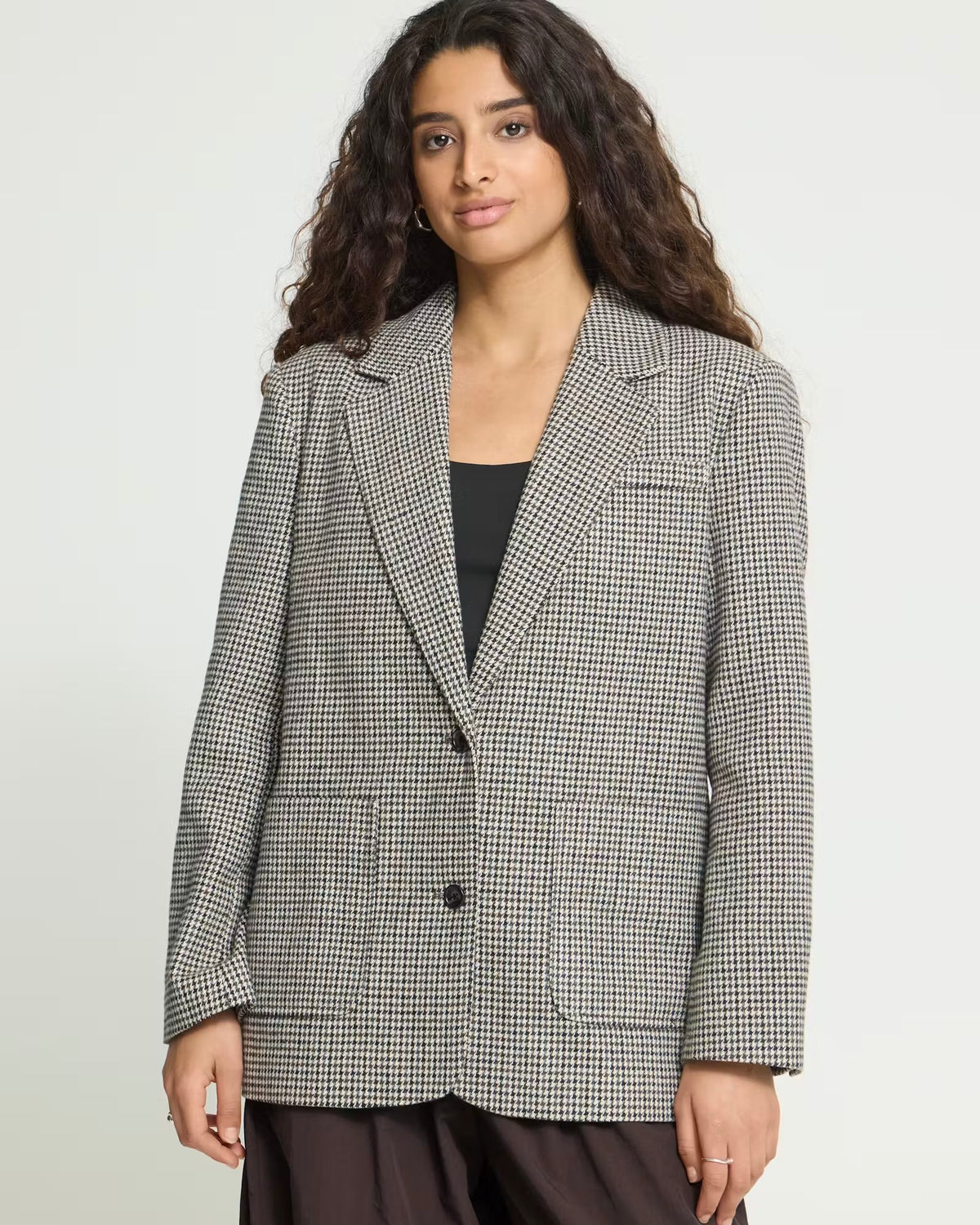 Giacca pied-de-poule oversize panna/moro/nero