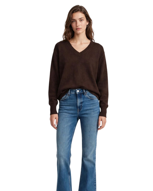 Maglione brown con scollo a V