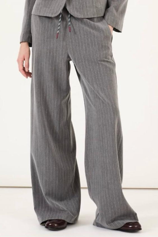 Pantalone grigio gessato palazzo con coulisse