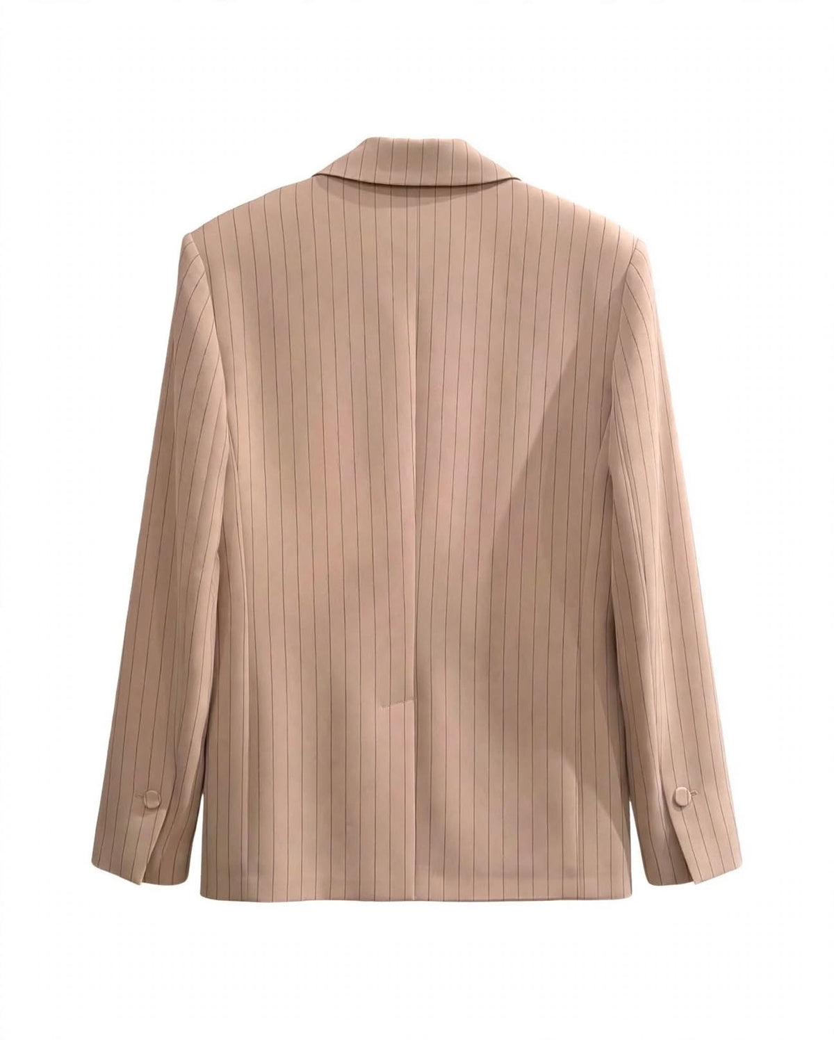 Tailleur gessato beige giacca e pantalone a palazzo