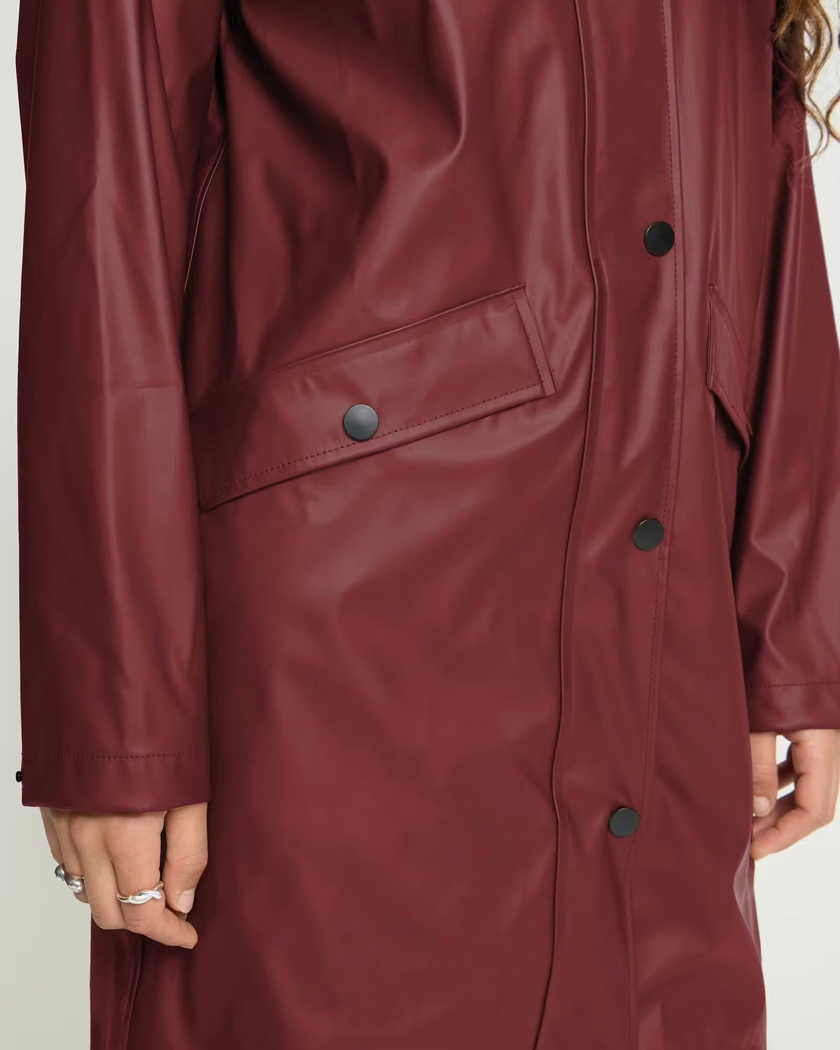Burgundy rain jacket