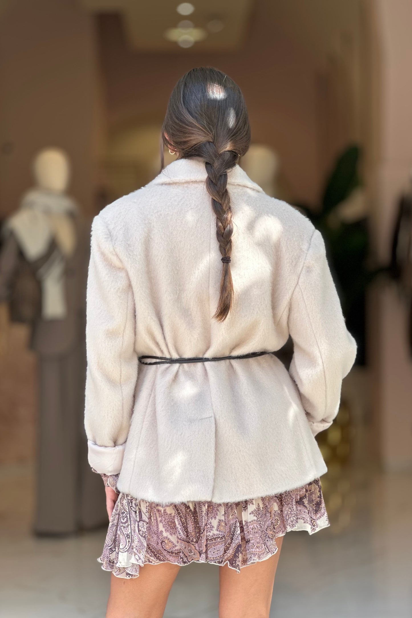 Cappotto corto burro con cinturina