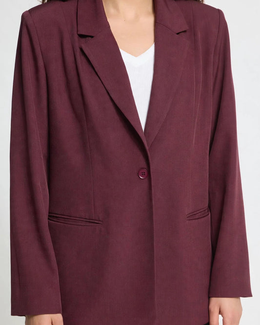 Oversized burgundy jacket with buttons