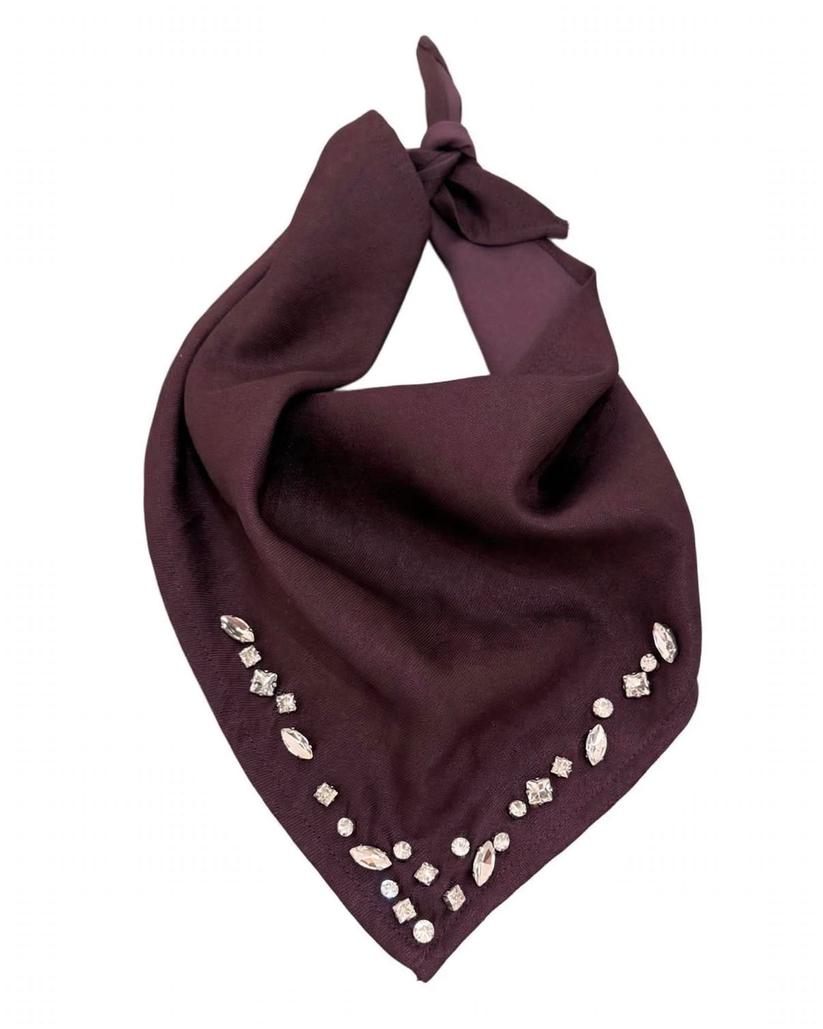 Tailleur cioccolato giacca accessorio pietre e pantalone palazzo con elastico in vita effetto lucido