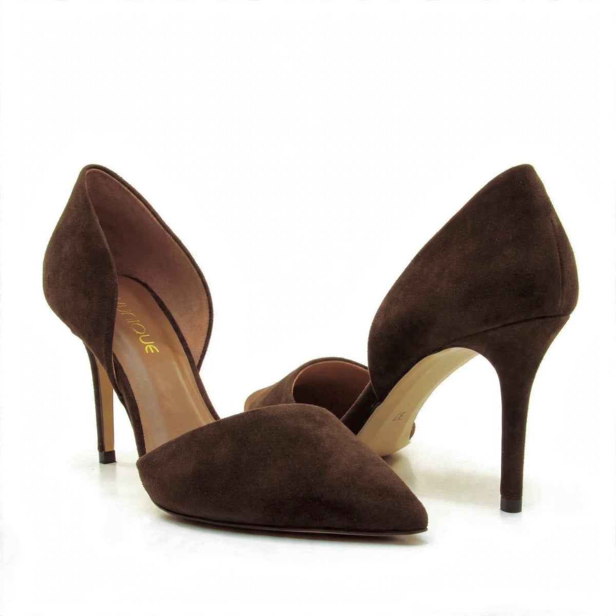 Dark brown suede pumps
