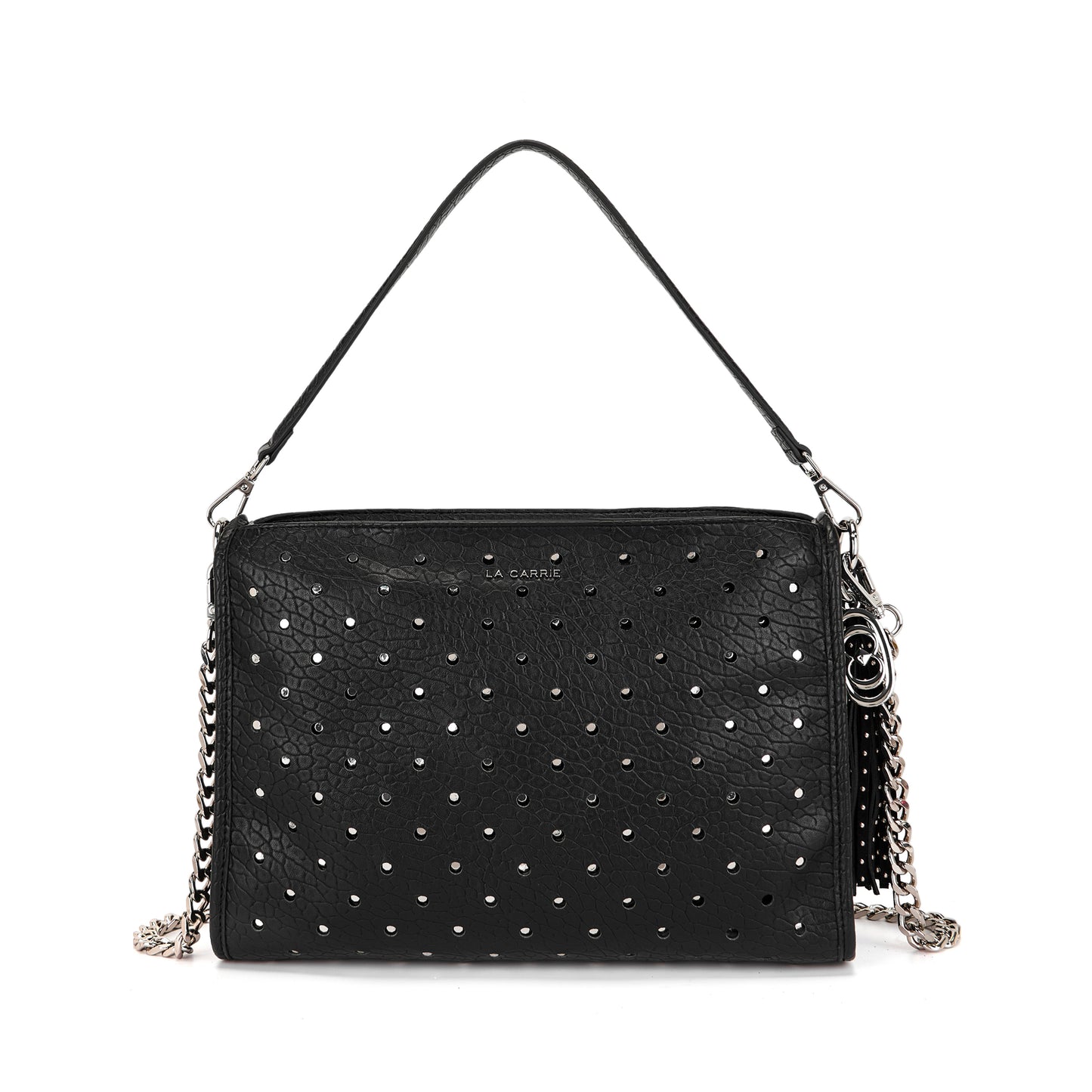 Borsa a spalla black con borchie a contrasto argento