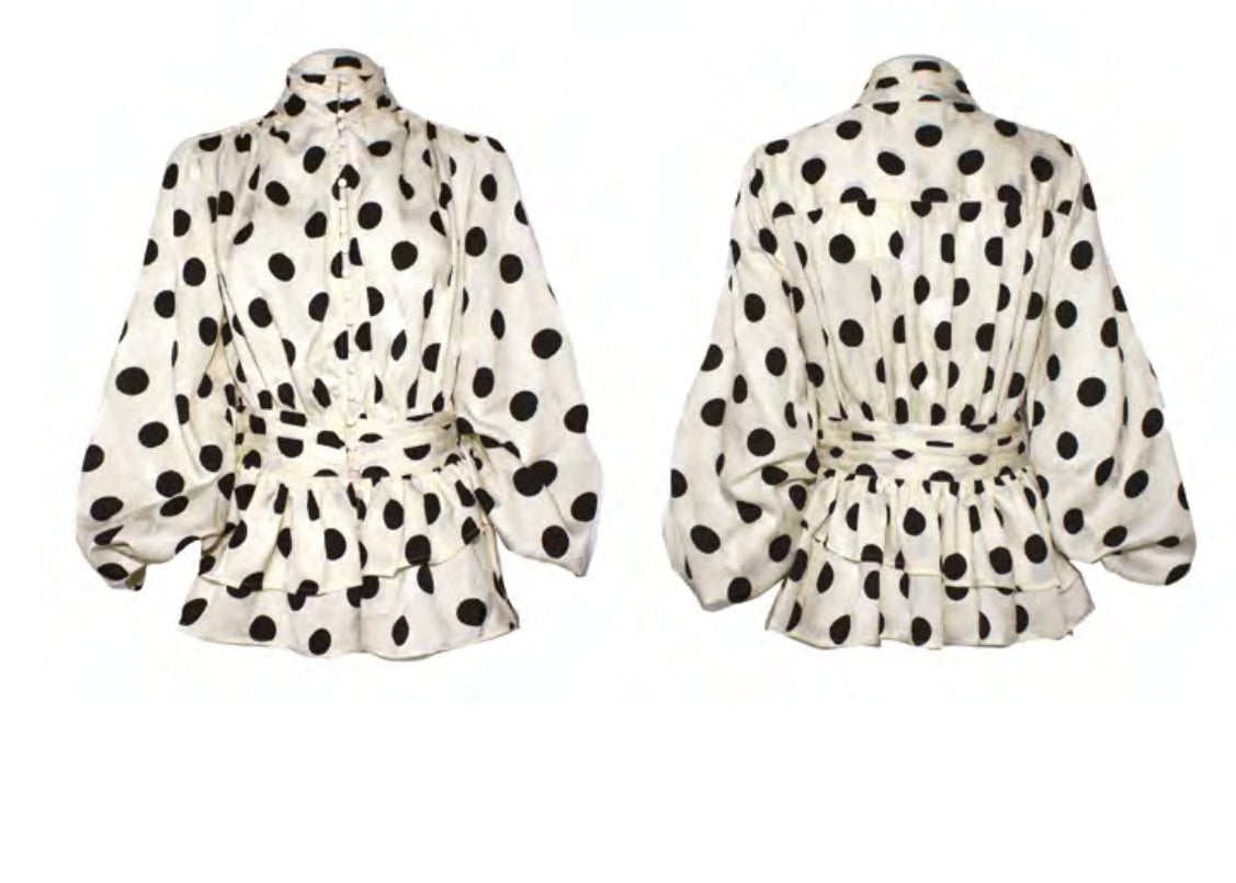 Camicia panna a pois neri