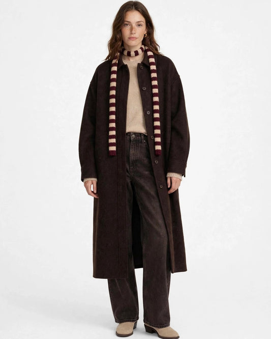 Burgundy/cream tubular scarf