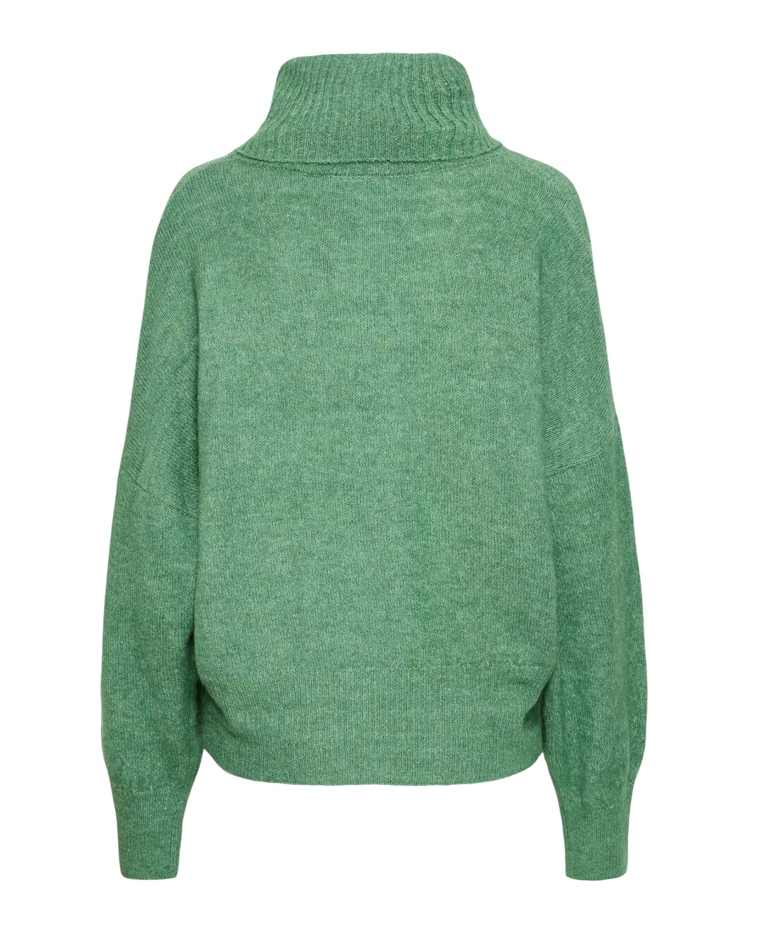 Maglione verde oversize collo alto e bottoni sui polsini