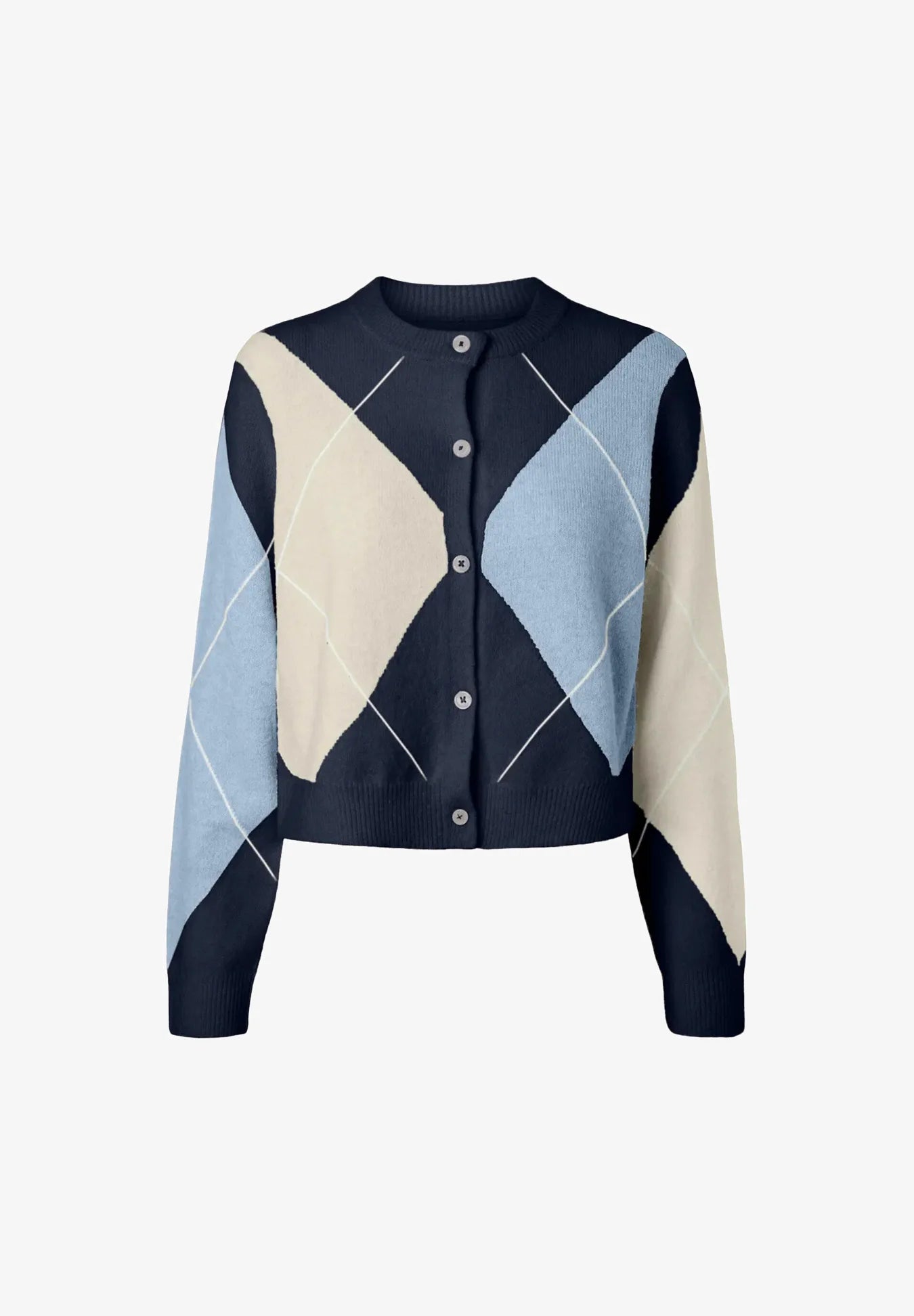 Cardigan rombi blue/panna/celeste