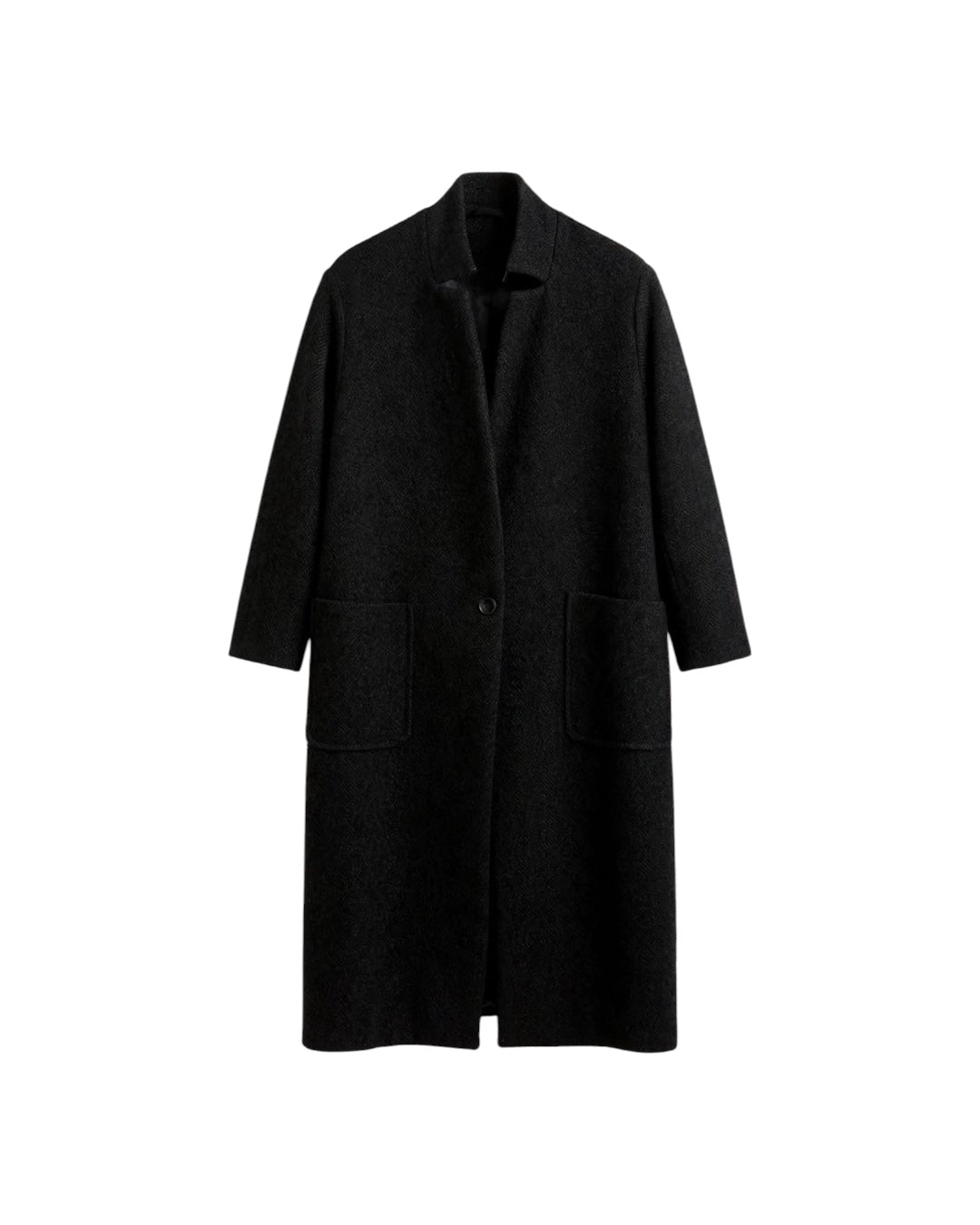 Cappotto spigato blu monopetto