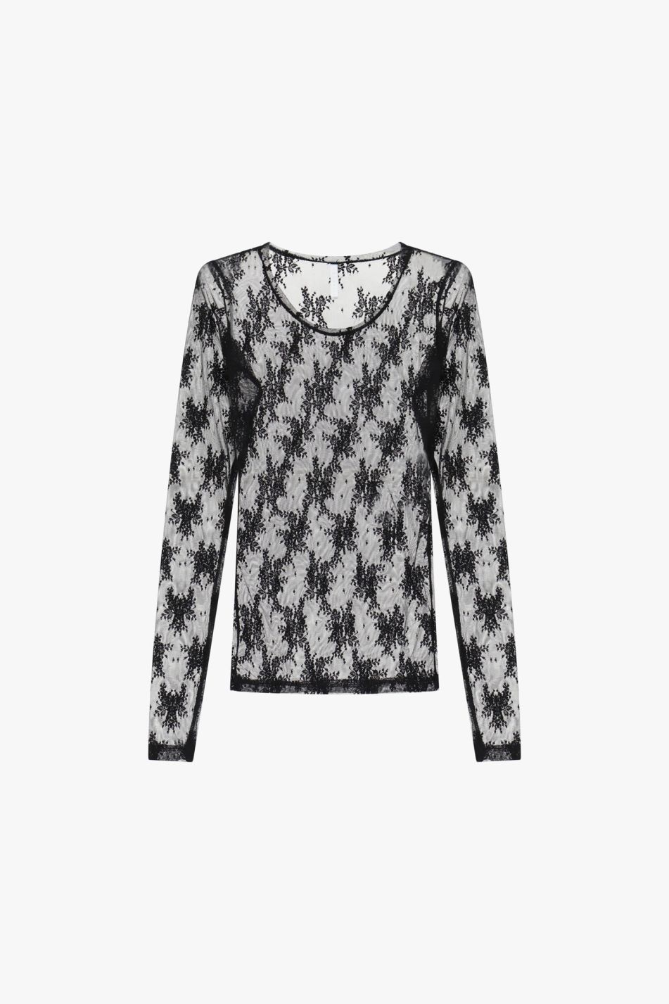 Maglia nera manica lunga effetto pizzo