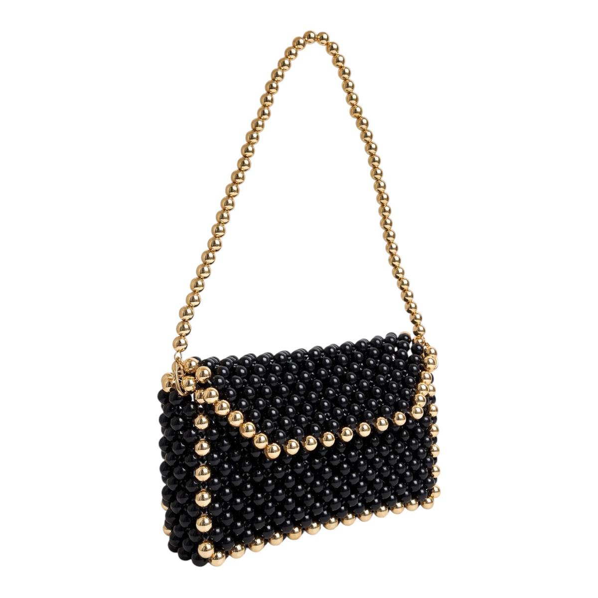 Pochette nero/oro rettangolare con tracolla rimovibile