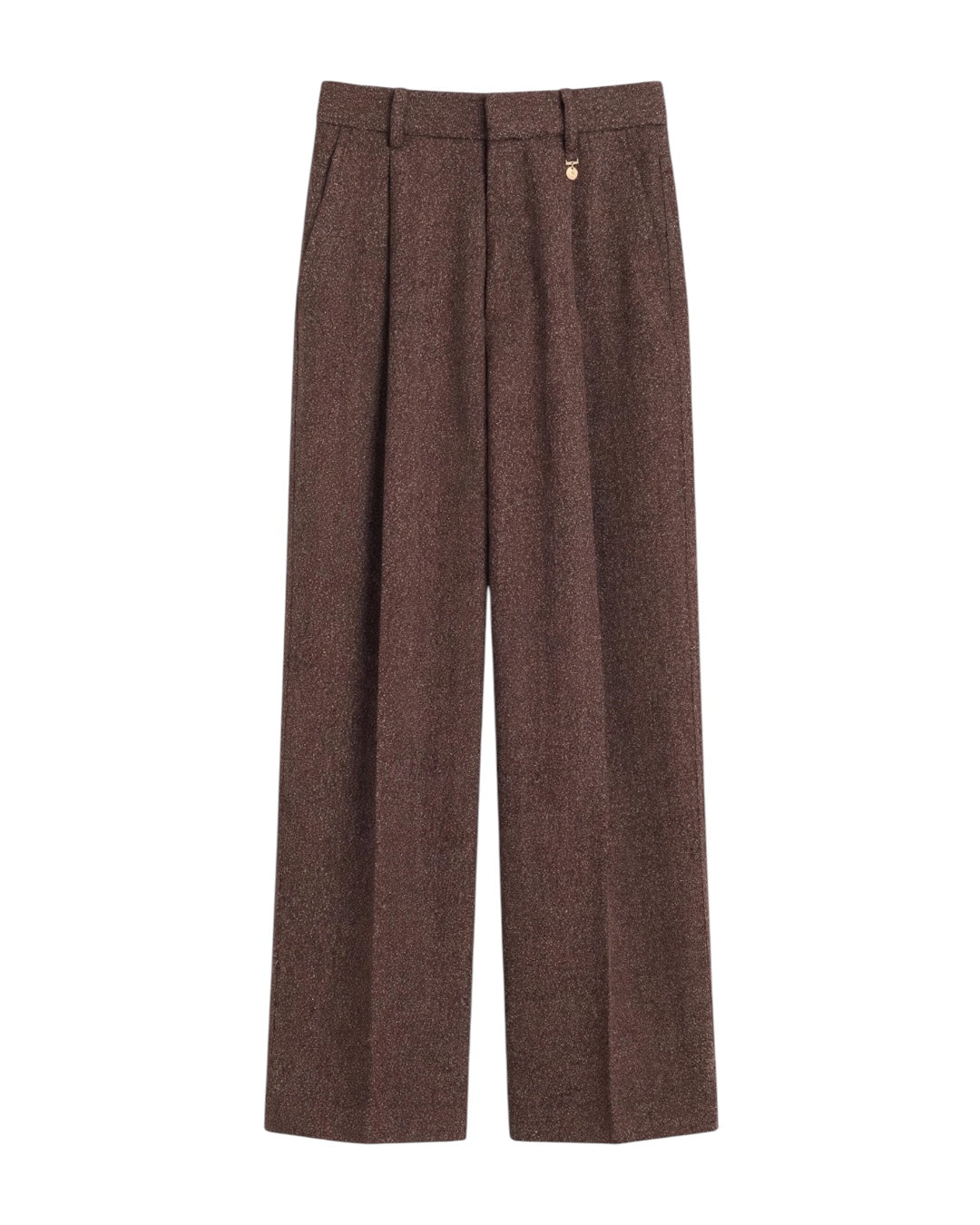 Pantalone bordeaux palazzo vita alta con tasche posteriori