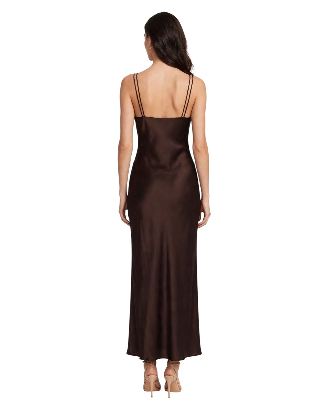 Abito choco lungo effetto satin