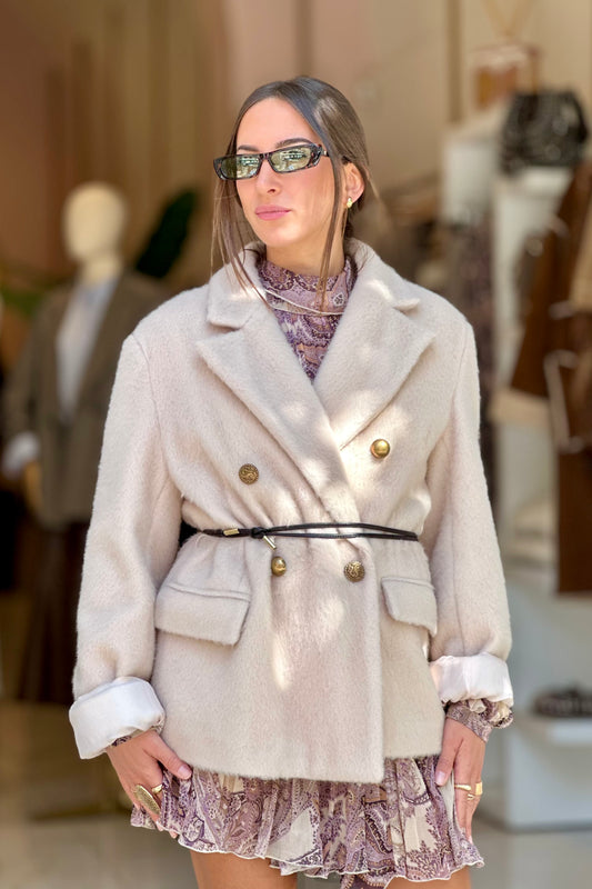 Cappotto corto burro con cinturina