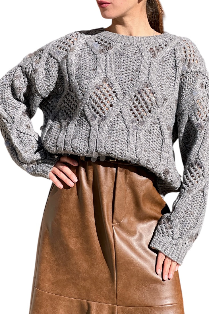 Maglioncino grigio con pailettes