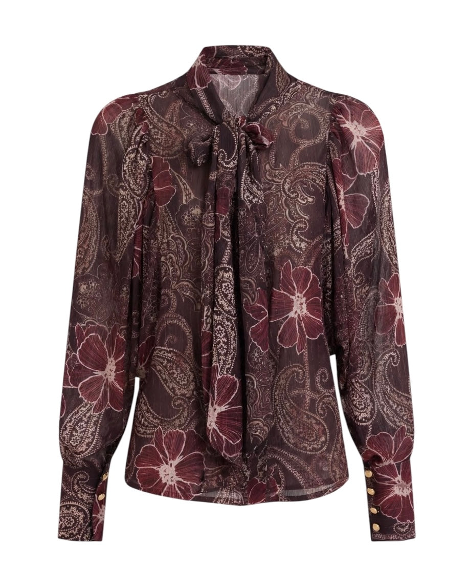 Completo camicia e gonna fantasia con dettagli in lamé