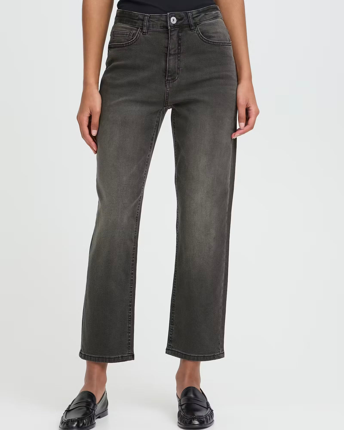 Jeans nero regular lunghezza cropped