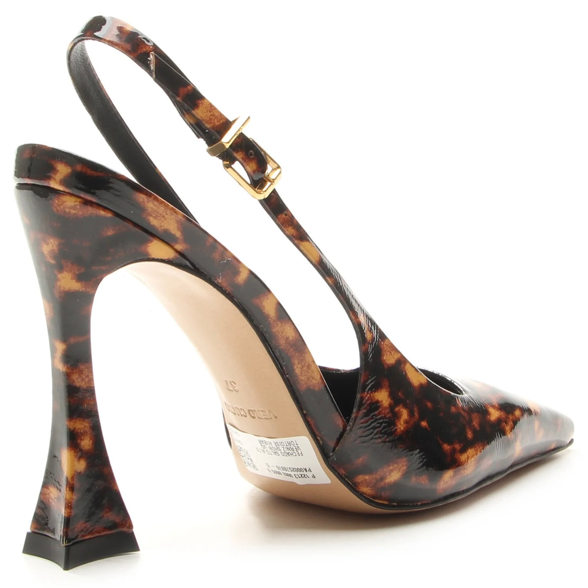 Animal print patent leather slingback