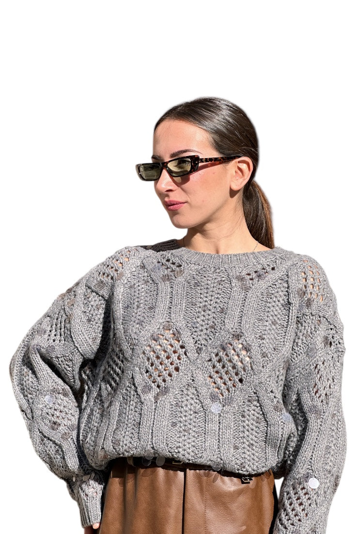 Maglioncino grigio con pailettes