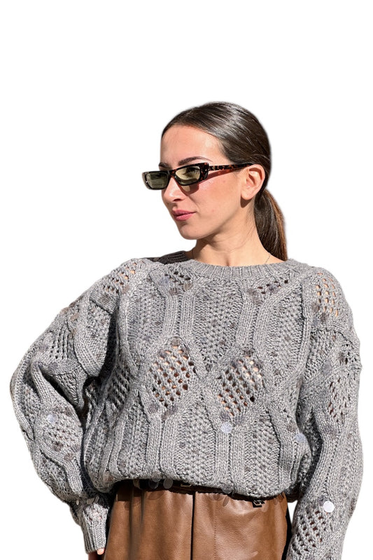 Maglioncino grigio con pailettes