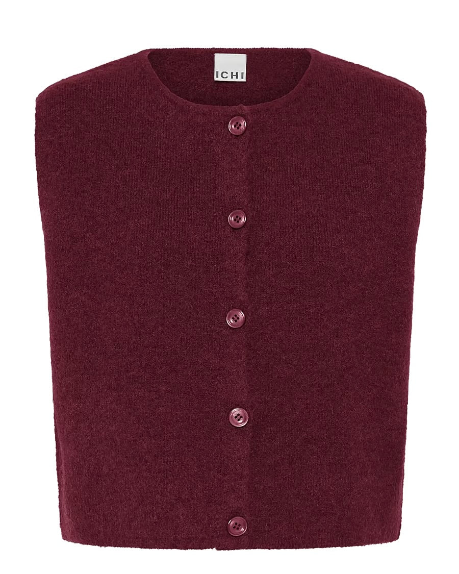 Cardigan smanicato bordeaux