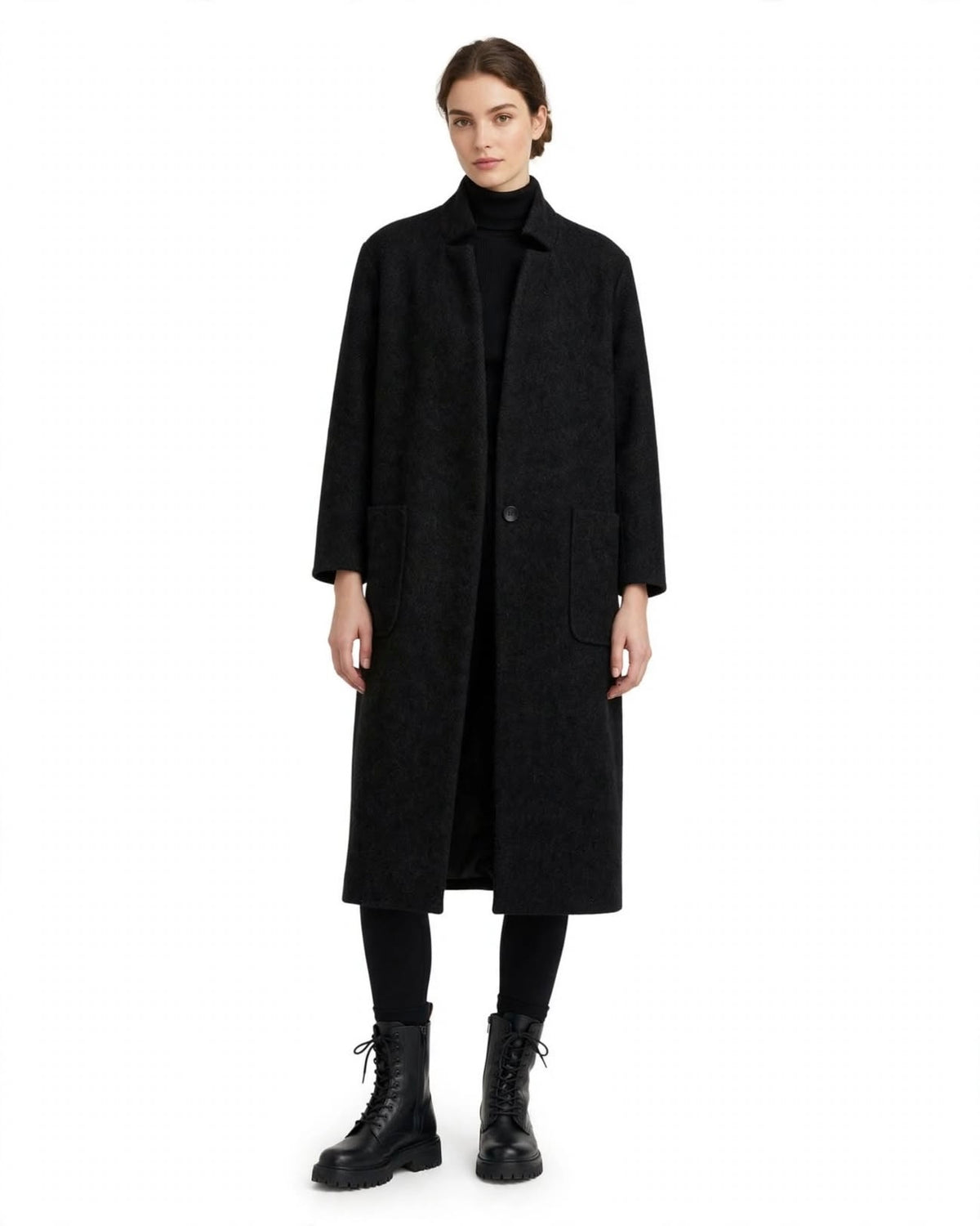 Cappotto spigato blu monopetto
